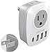 3 Prong to 2 Prong Adapter, VINTAR US to Japan Plug Adapter with 2 Outlets, 3 USB Ports and 1USB-C, Multi Plug Extender Splitter, Travel Power Adaptor for US to Japanese Philippine, Type A, 1-Pack