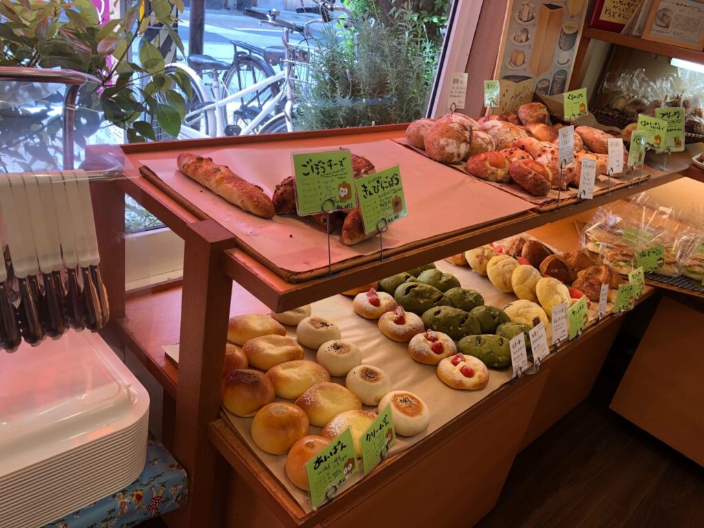 A display of pastries at the Marche bakery in Kyoto.